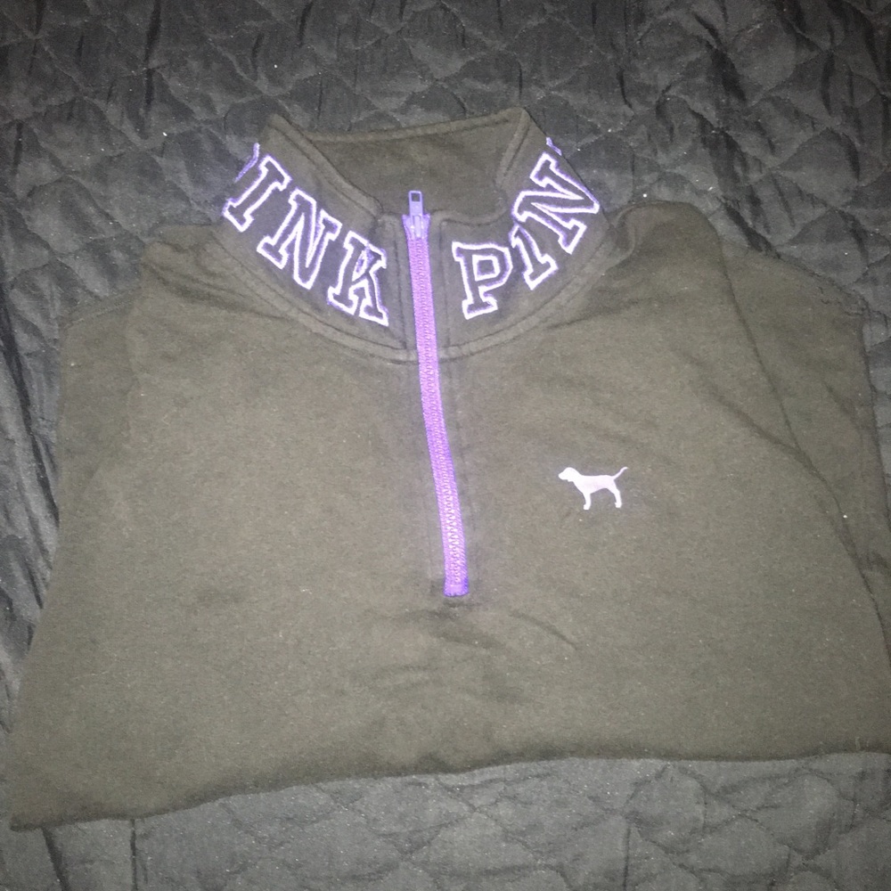 PINK Pullover Quarter Zip Long Sleeve sz M